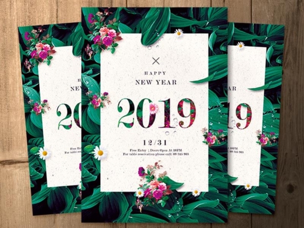 Floral new year flyer