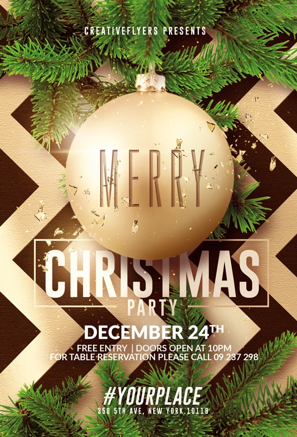 Flyer Merry Christmas Psd Templates - CreativeFlyers