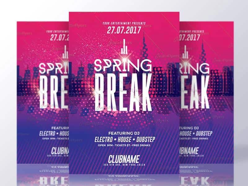 Spring Break Party Flyer Templates Psd