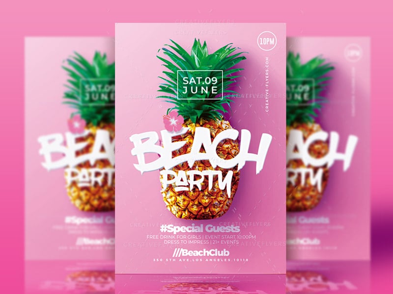 Beach party flyer template
