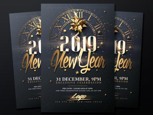 classy new year flyer templates