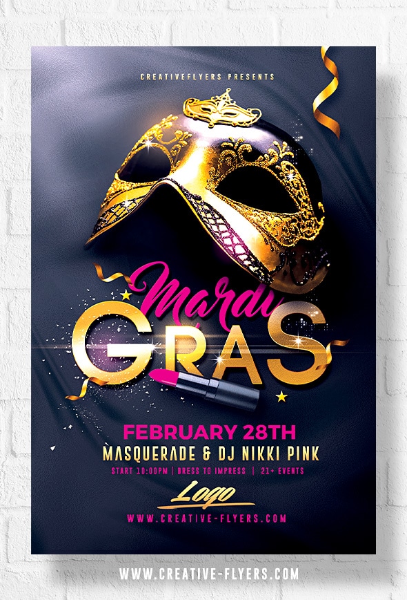 Elegant Mardi Gras Flyer template
