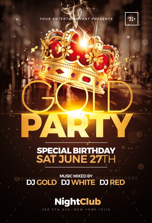 Gold Party Flyer template