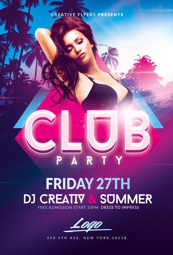 Summer Club Party Flyer Psd