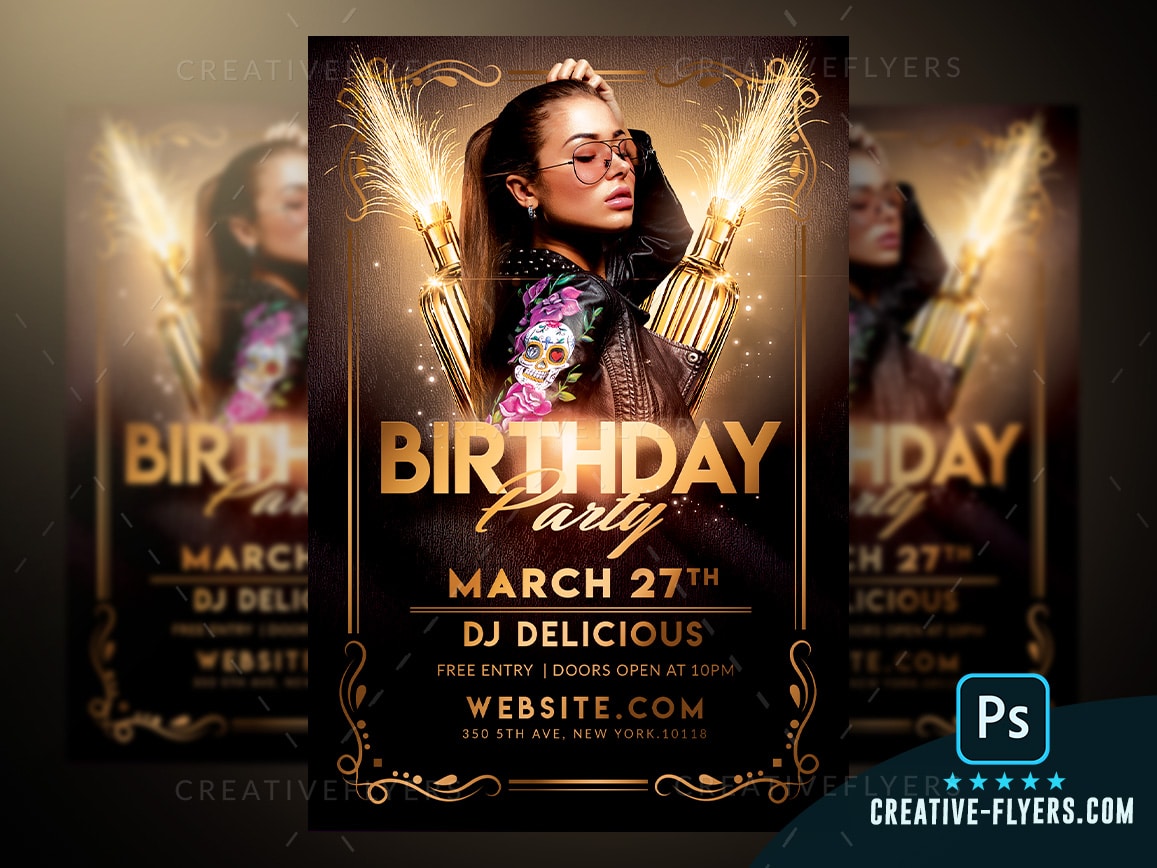 Elegant Birthday Flyer Psd Template For Birthday Party Flyer Templates Free