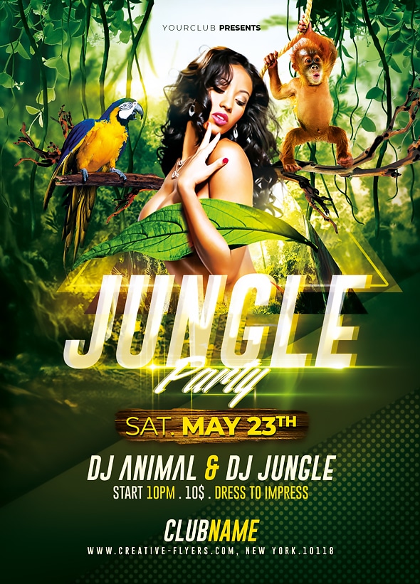Jungle Party Flyer Templates Psd