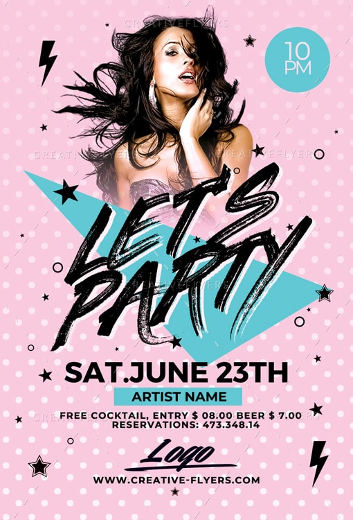 Let's Party Flyer Template PSD