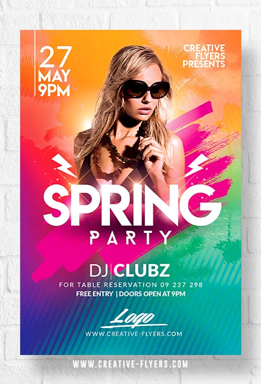 Spring party flyer template