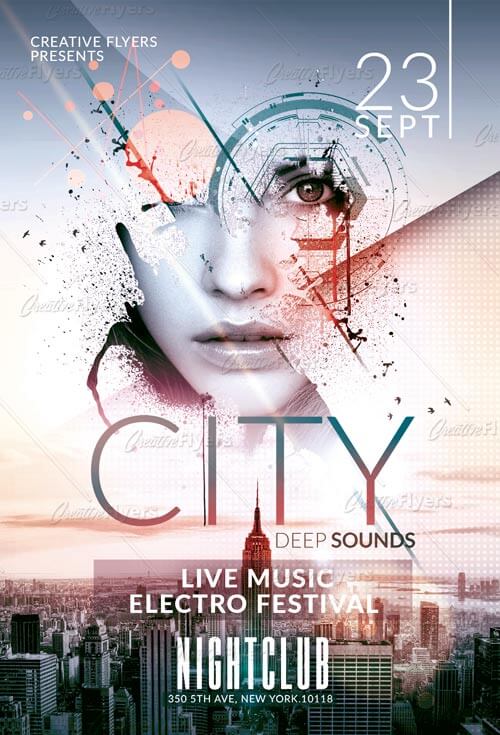Electro Music Flyer Template Psd
