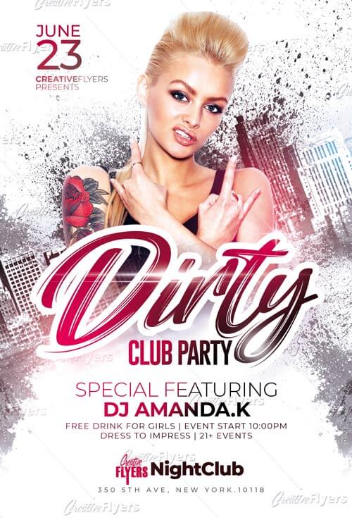 Dirty Club Party Flyer Psd