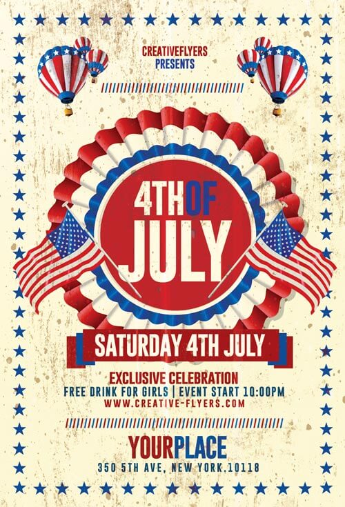 Vintage 4th Of July Flyer Template Psd Creativeflyers