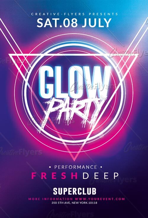 Glow Party Flyer Template For Photoshop Creativeflyers