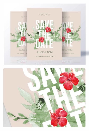 Floral Save the Date Card