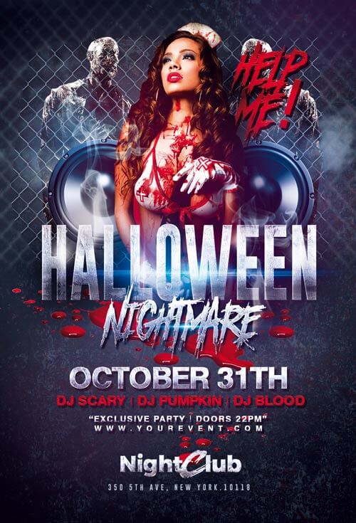 Nightmare Party Halloween Flyers Creativeflyers Psd