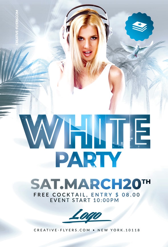 White Party Flyer for photoshop