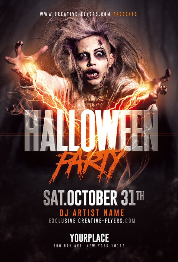 Halloween party flyer PSD