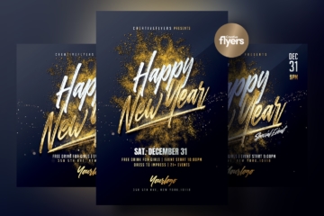 Gold New year party flyer Template