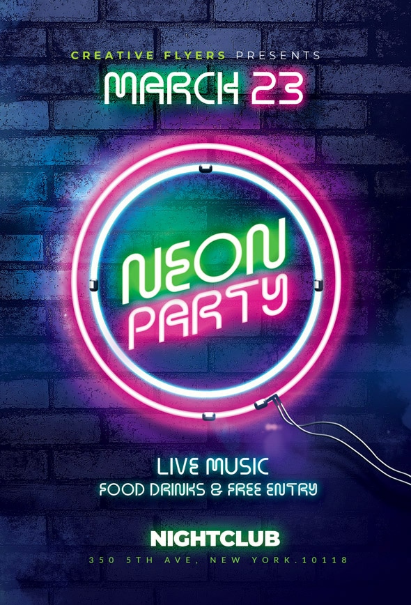 Neon Party Flyer psd