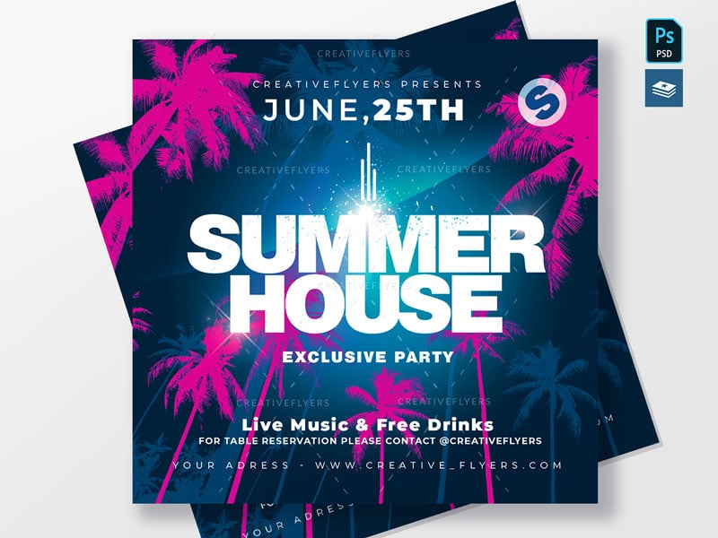 Summer house party flyer