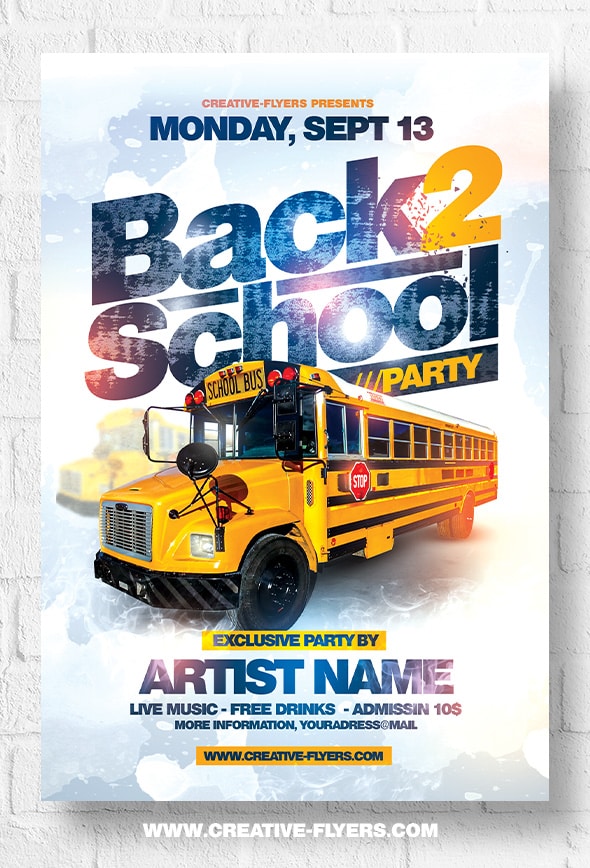 Back 2 School Party flyer