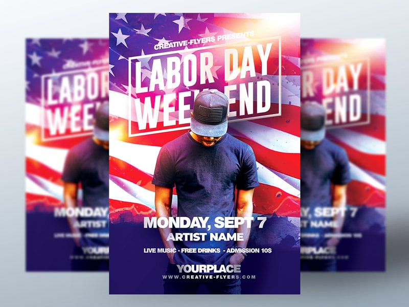 Labor Day Weekend Flyer Template, PSD Creative Flyers
