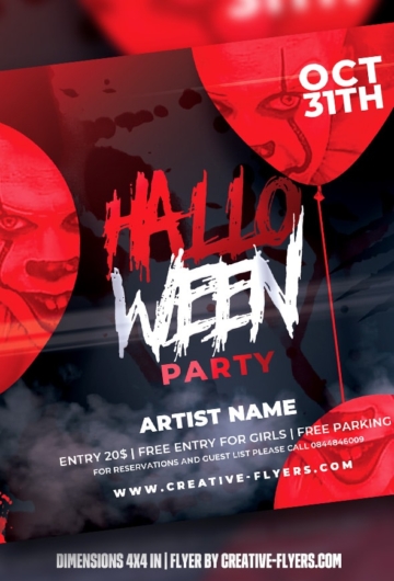 Halloween Party Flyer with red ballons