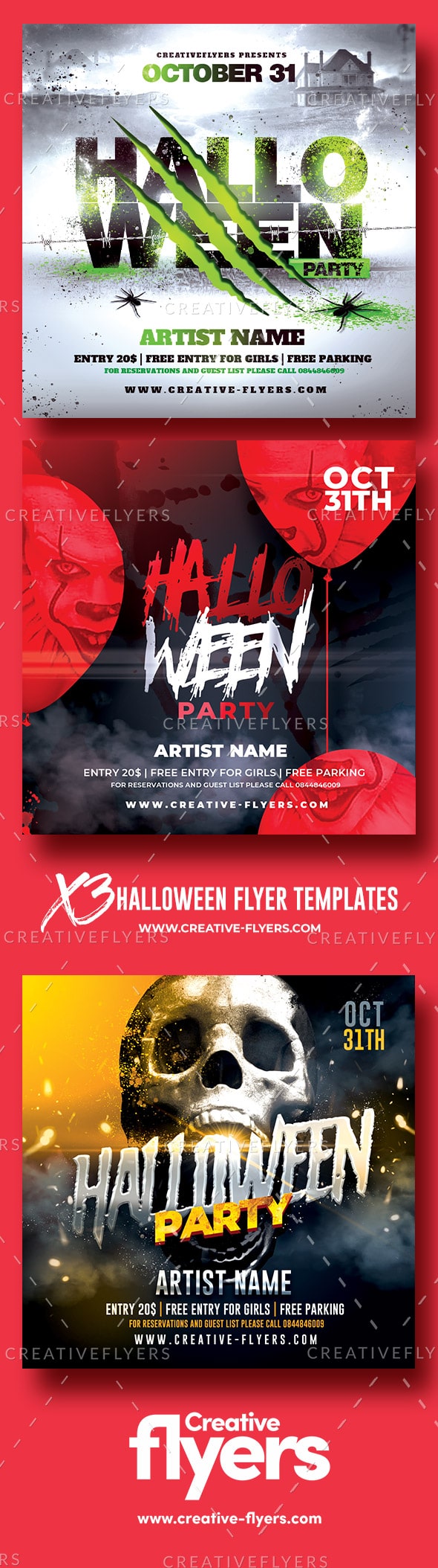 3 Halloween Flyer Templates