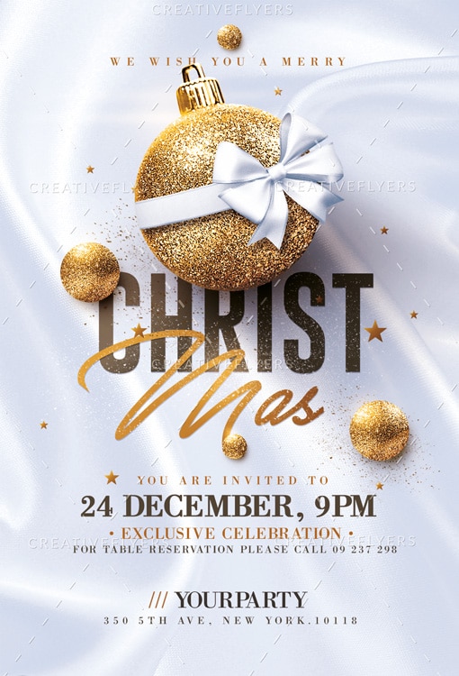 White and Gold Christmas flyer