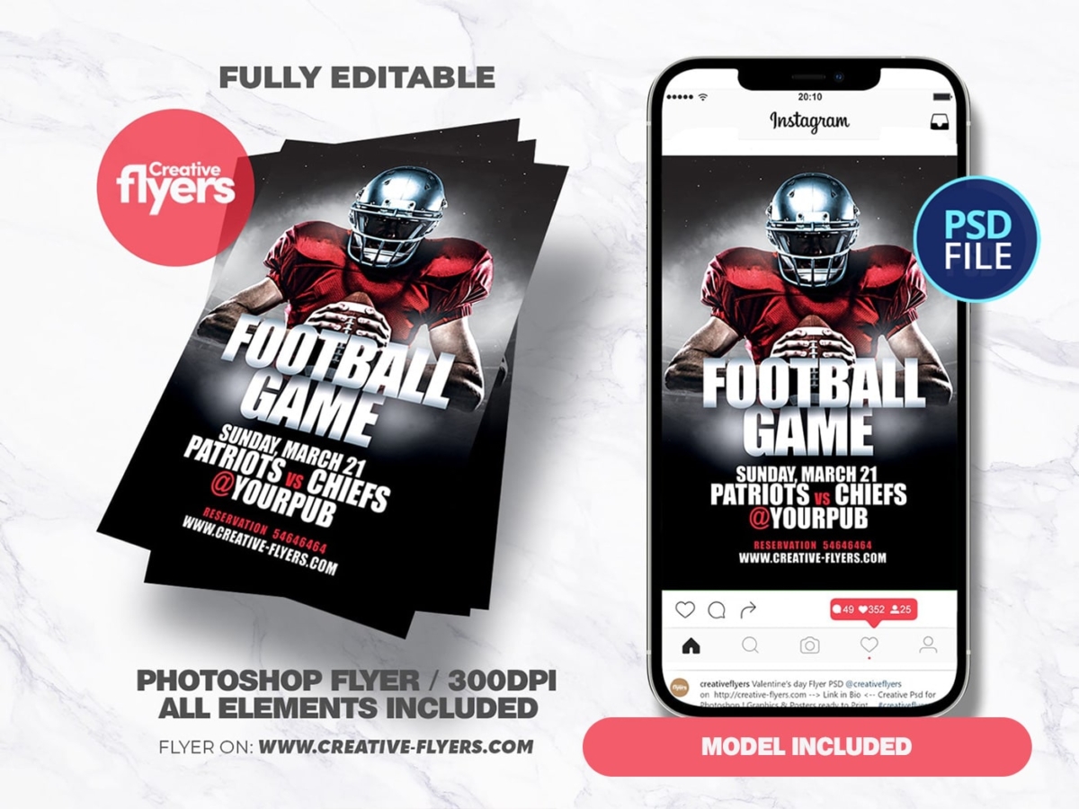 Sample Football Game Flyer Template - Download in Word, Google Docs,  Illustrator, PSD, Apple Pages, Publisher