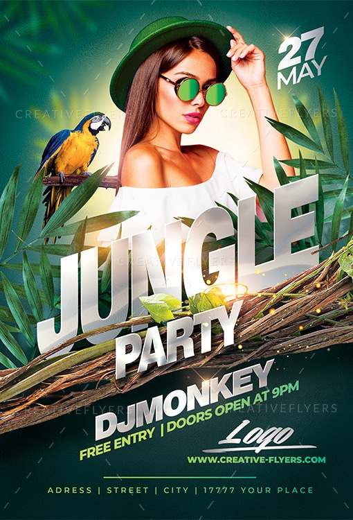 Jungle Party Flyer Psd