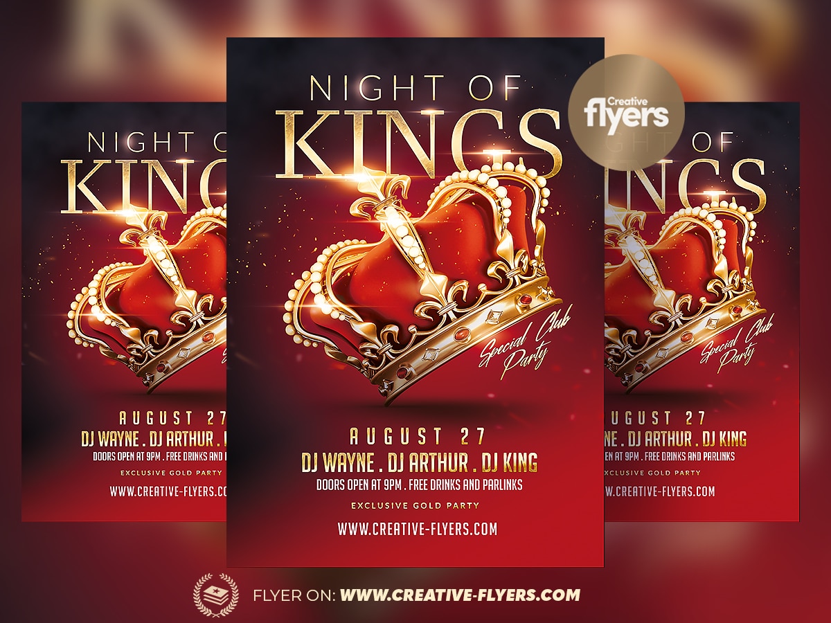Kings Night Party Flyer Background Black Stock Vector (Royalty Free)  782208313
