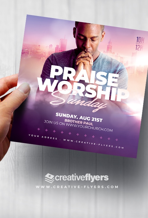 Church flyer Template , Praise and Worship - Creative Flyers