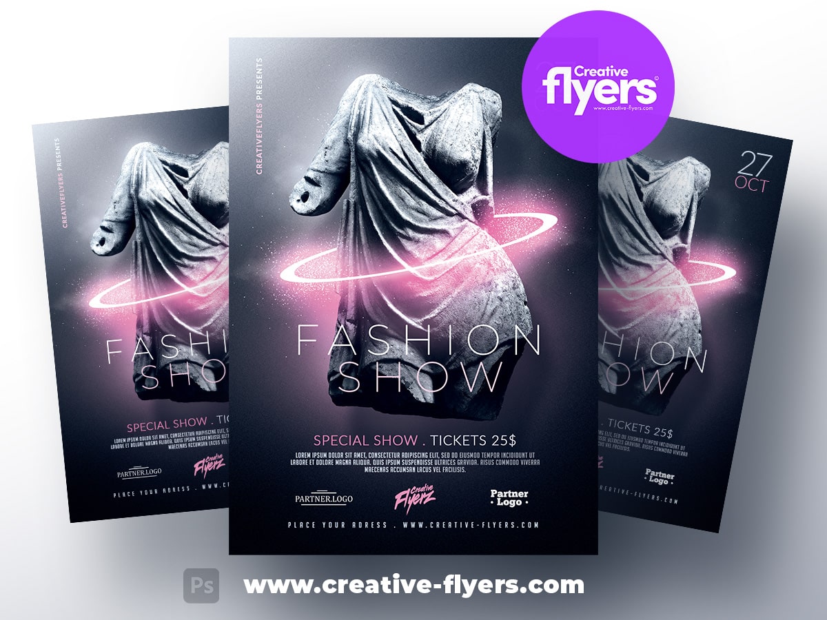 Creative flyer or poster template for fashion show