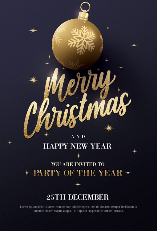 Black and gold Christmas card