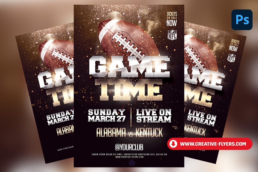 Freepsdflyer - Check out the new American Football Match Free Flyer  Template on   - Stay tuned for more great #club #party #event flyer and #poster templates  only on FreePSDFlyer