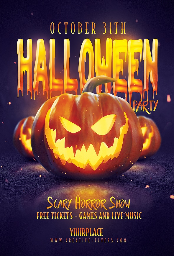 Halloween Flyer with Scary Pumpkins