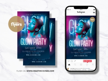 Glow Party Flyer PSD Template