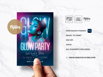 Glow Party Flyer PSD Template