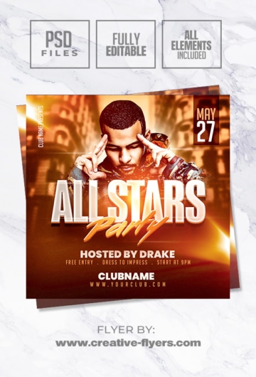 All Stars Party Flyer Design