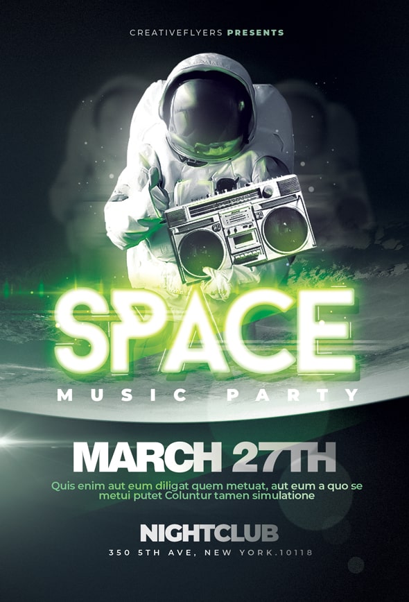 Space Party flyer template