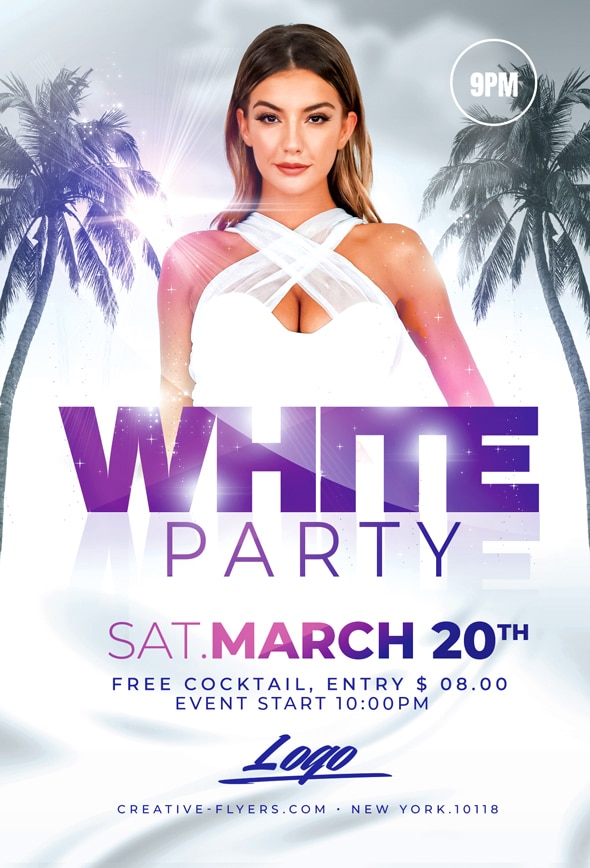 White Party Flyer for Photoshop