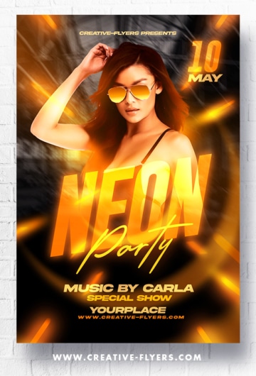 Neon Party Flyer Design