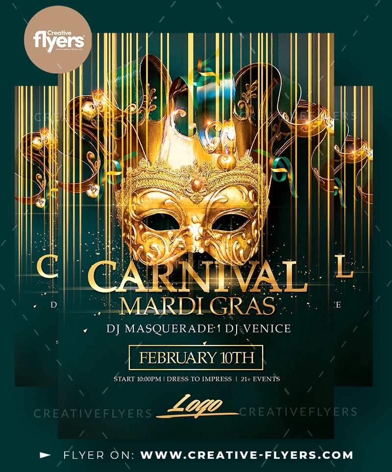 Flyer template with carnival Mask