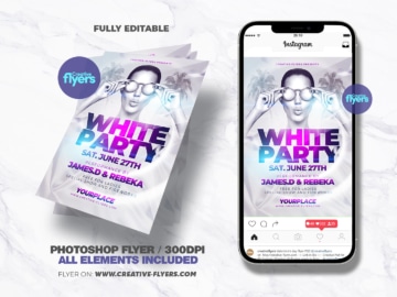 White Party Flyer PSD