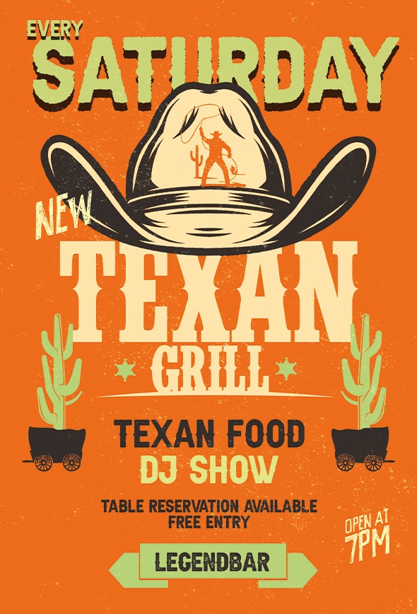 Texan Restaurant Party Flyer