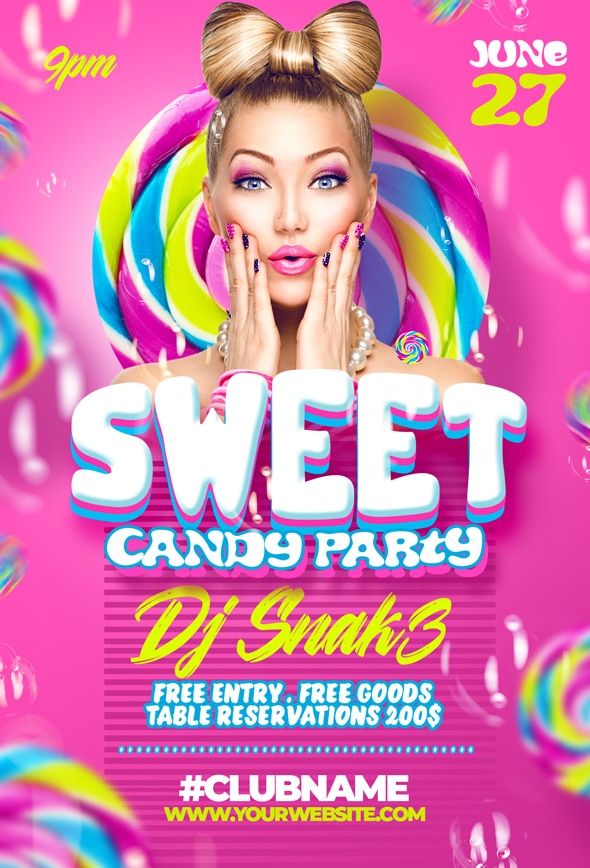 Candy party flyer template