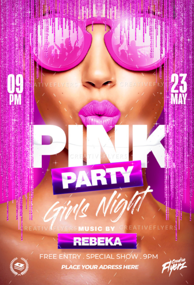 Pink Party Flyer PSD