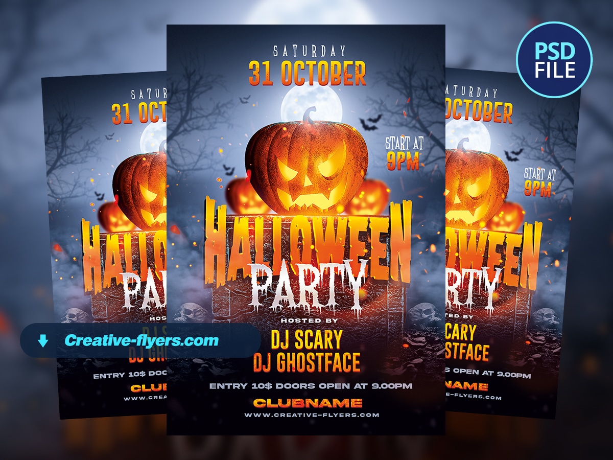 Creepy Halloween Party Flyer Psd to Download - Creative Flyers
