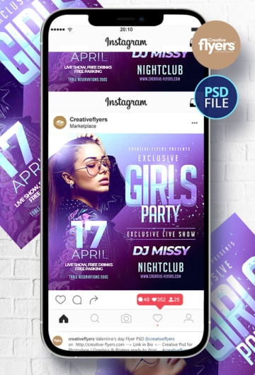 Girls Party Psd flyer