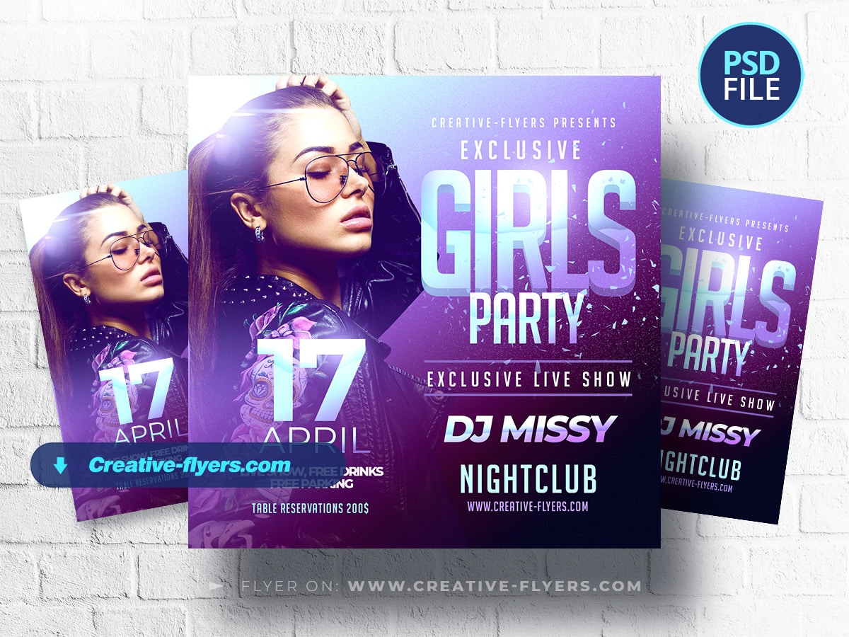Girls Party Psd Template | Photoshop Files - Creative Flyers